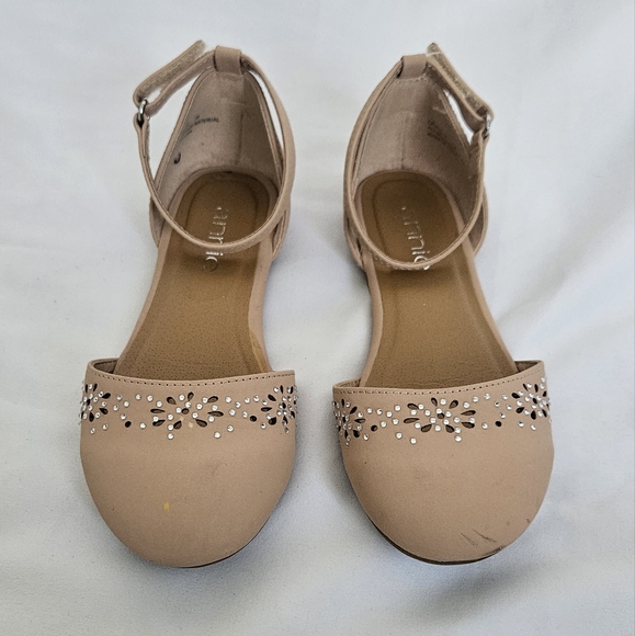Annie Eregatta Ankle Strap Flats with Rhinestones - Picture 1 of 7